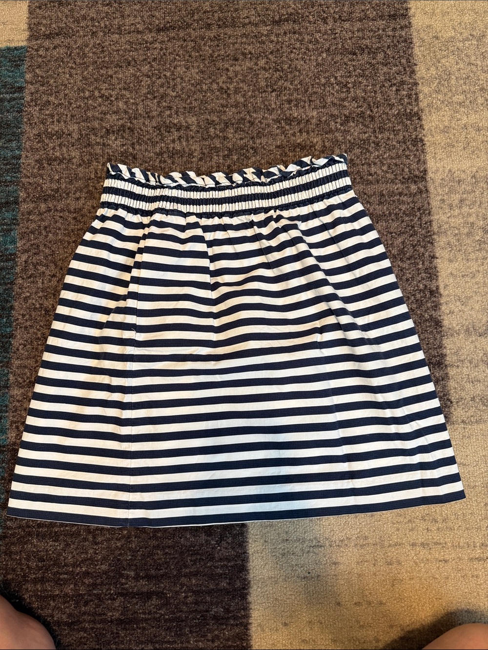 J. Crew Navy and White Striped A-Line Elastic Waist Skirt